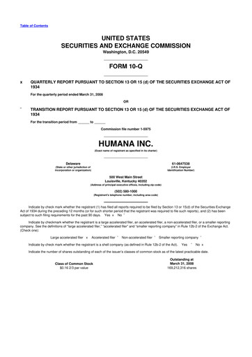 Thumbnail Humana 10-Q Quarterly Report FY 