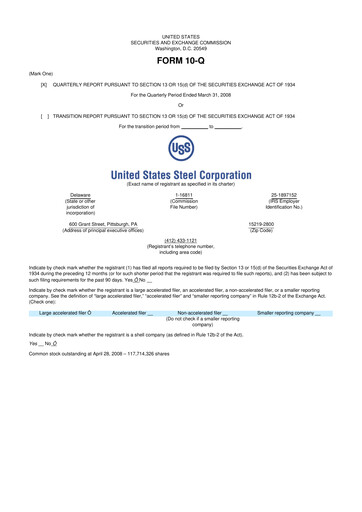 Thumbnail U.S. Steel
 10-Q Quarterly Report FY 