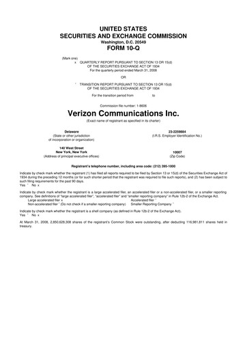 Vorschaubild Verizon 10-Q Quartalsbericht  