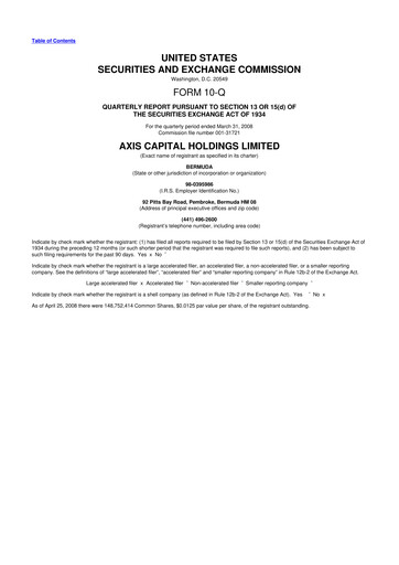 Vorschaubild AXIS Capital
 10-Q Quartalsbericht  