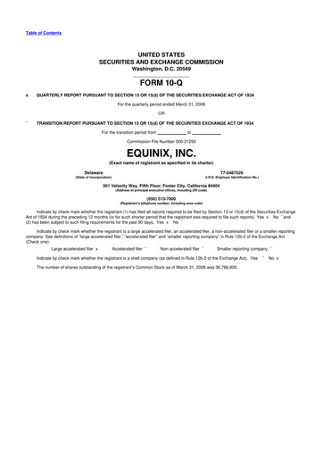 Thumbnail Equinix 10-Q Quarterly Report FY 