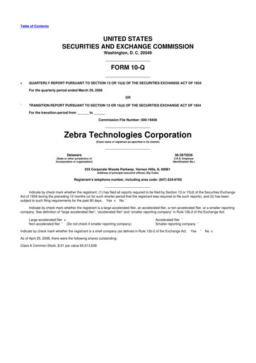 Thumbnail Zebra Technologies 10-Q Quarterly Report FY 