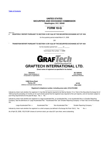 Miniature GrafTech 10-Q Rapport trimestriel  