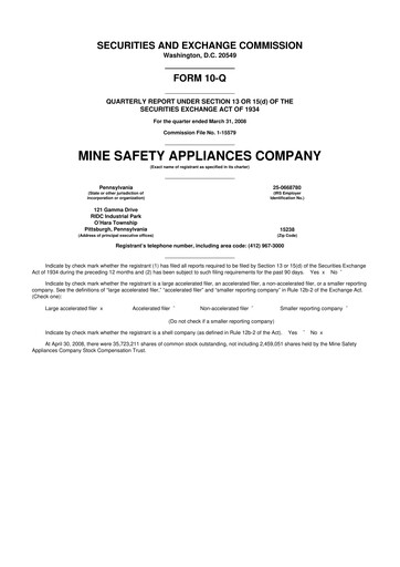 Thumbnail MSA Safety 10-Q Quarterly Report FY 