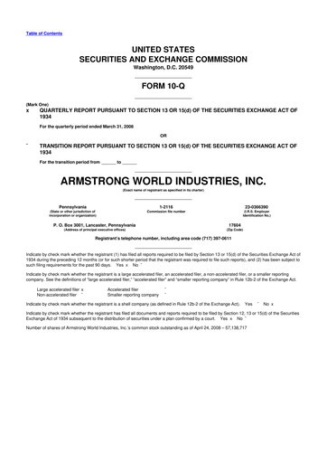 Thumbnail Armstrong World Industries
 10-Q Quarterly Report FY 
