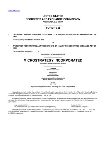 Thumbnail Strategy 
 (MicroStrategy) 10-Q Quarterly Report FY 