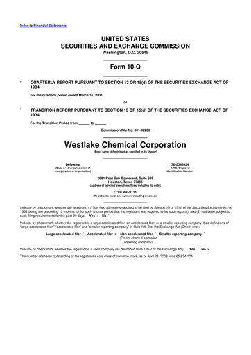 Thumbnail Westlake Corporation
 10-Q Quarterly Report FY 