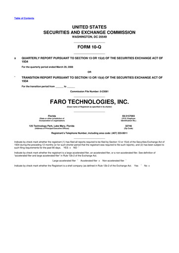 Thumbnail Faro Technologies
 10-Q Quarterly Report FY 