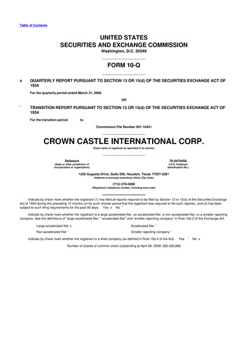 Thumbnail Crown Castle 10-Q Quarterly Report FY 