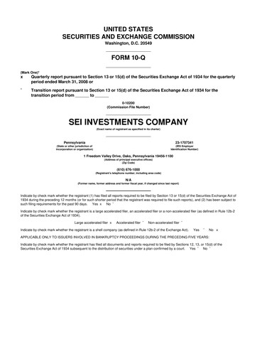 Thumbnail SEI Investments 10-Q Quarterly Report FY 