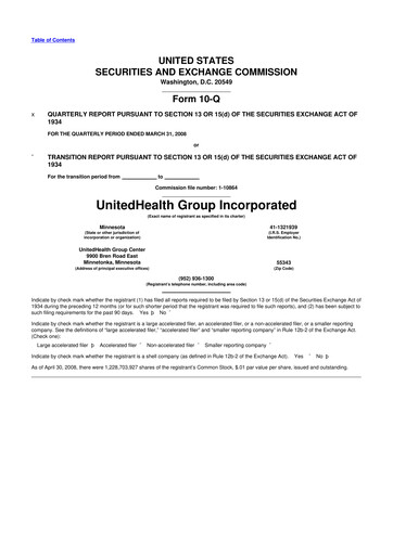 Thumbnail UnitedHealth 10-Q Quarterly Report FY 