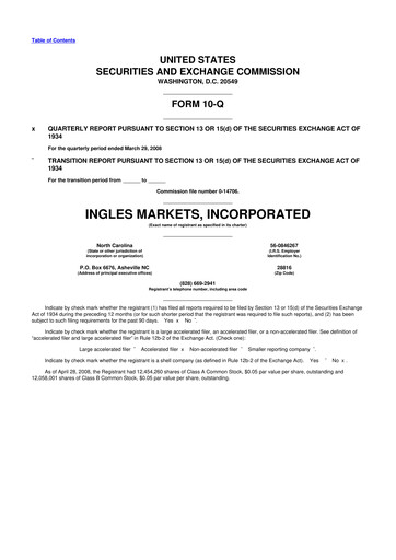 Miniature Ingles Markets 10-Q Rapport trimestriel  