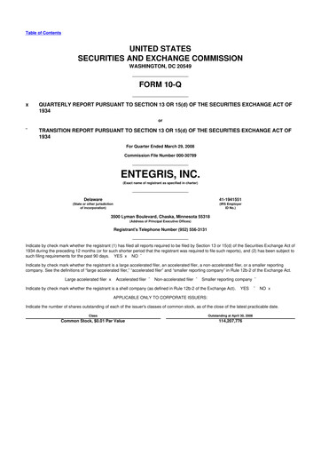 Vorschaubild Entegris 10-Q Quartalsbericht  