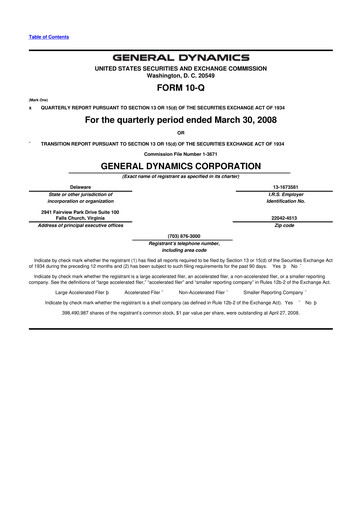 Thumbnail General Dynamics 10-Q Quarterly Report FY 