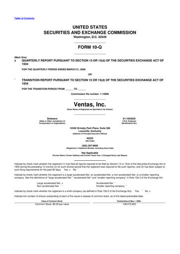 Thumbnail Ventas 10-Q Quarterly Report FY 