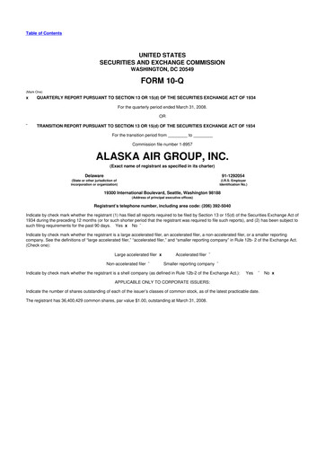 Thumbnail Alaska Airlines
 10-Q Quarterly Report FY 