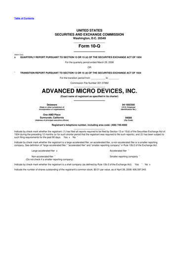 Thumbnail AMD 10-Q Quarterly Report FY 