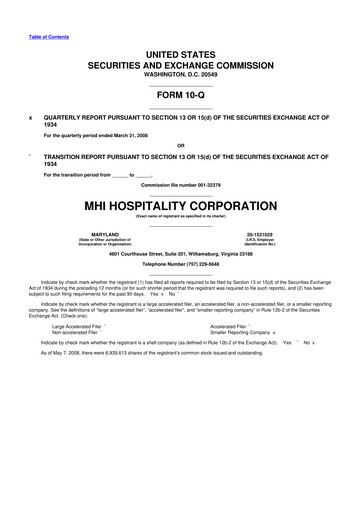 Miniature Sotherly Hotels 10-Q Rapport trimestriel  