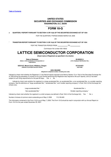 Vorschaubild Lattice Semiconductor 10-Q Quartalsbericht  