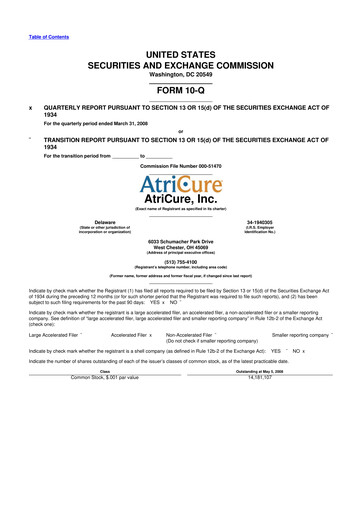 Miniature AtriCure 10-Q Rapport trimestriel  