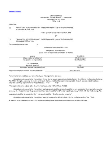 Vorschaubild Philip Morris International 10-Q Quartalsbericht  