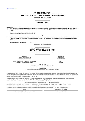 Thumbnail Yellow Corporation 10-Q Quarterly Report FY 