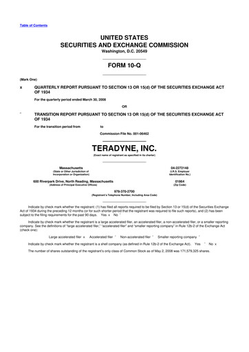 Thumbnail Teradyne 10-Q Quarterly Report FY 