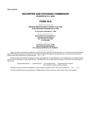 Thumbnail Marsh & McLennan Companies 10-Q Quarterly Report FY 