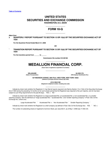 Thumbnail Medallion Financial Corp. 10-Q Quarterly Report FY 