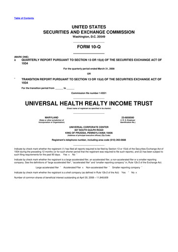 Thumbnail Universal Health Realty Income Trust 10-Q Quarterly Report FY 