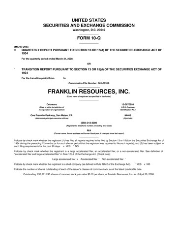 Thumbnail Franklin Resources 10-Q Quarterly Report FY 