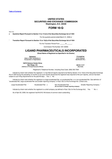 Thumbnail Ligand Pharmaceuticals 10-Q Quarterly Report FY 