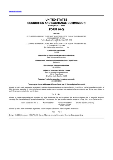 Thumbnail Bank of America  10-Q Quarterly Report FY 