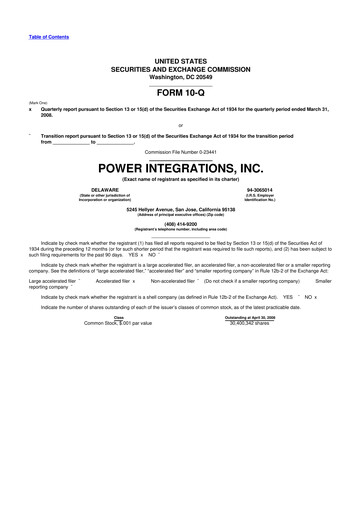 Thumbnail Power Integrations
 10-Q Quarterly Report FY 