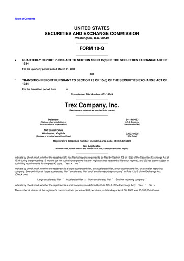 Miniature Trex 10-Q Rapport trimestriel  