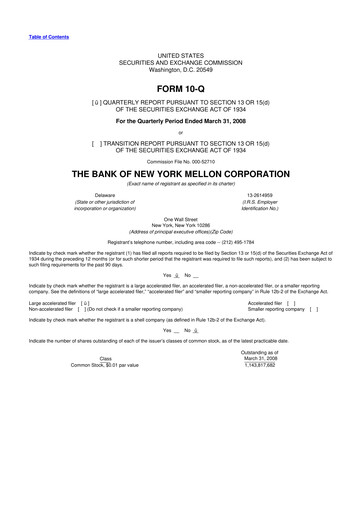 Thumbnail BNY Mellon (Bank of New York Mellon) 10-Q Quarterly Report FY 