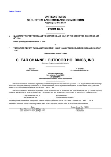 Thumbnail Clear Channel Outdoor
 10-Q Quarterly Report FY 