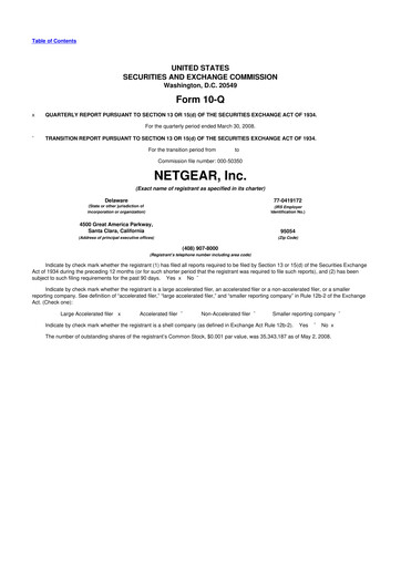 Thumbnail NETGEAR 10-Q Quarterly Report FY 
