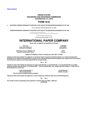 Thumbnail International Paper
 10-Q Quarterly Report FY 