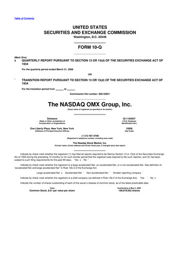 Thumbnail Nasdaq 10-Q Quarterly Report FY 