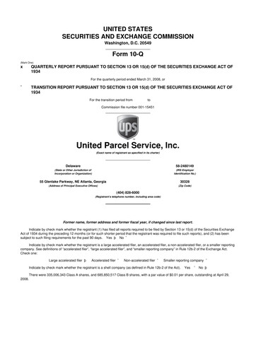 Thumbnail United Parcel Service 10-Q Quarterly Report FY 