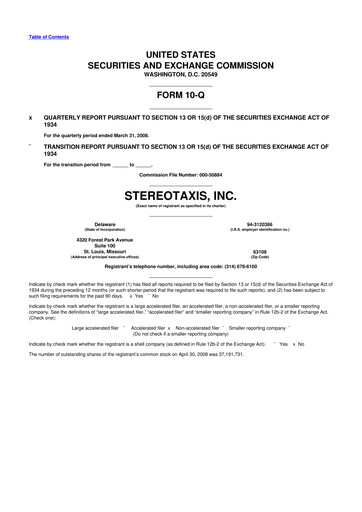 Thumbnail Stereotaxis 10-Q Quarterly Report FY 