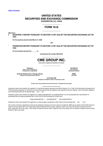 Thumbnail CME Group 10-Q Quarterly Report FY 