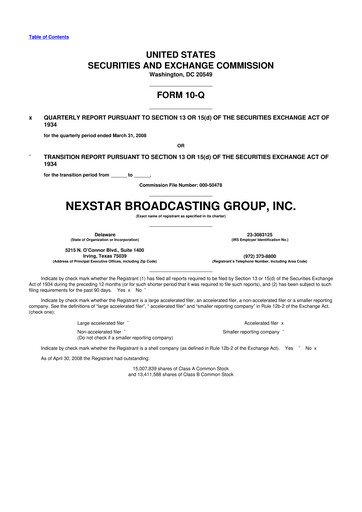 Thumbnail Nexstar Media Group
 10-Q Quarterly Report FY 