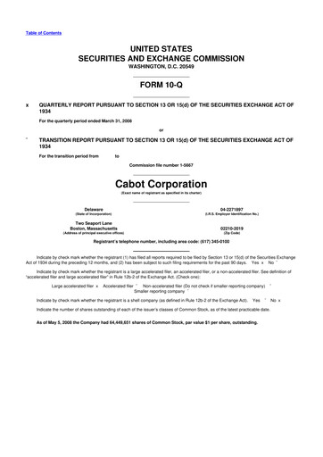 Thumbnail Cabot Corporation
 10-Q Quarterly Report FY 