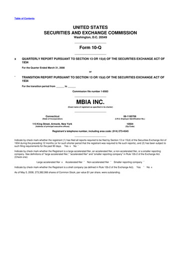 Thumbnail MBIA 10-Q Quarterly Report FY 