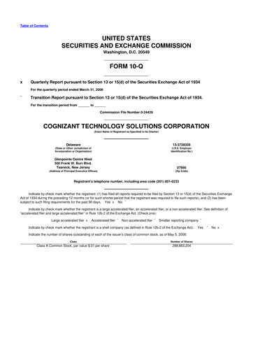 Thumbnail Cognizant Technology Solutions  10-Q Quarterly Report FY 