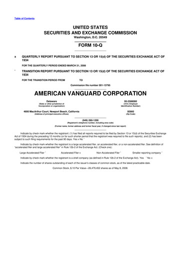 Thumbnail American Vanguard 10-Q Quarterly Report FY 