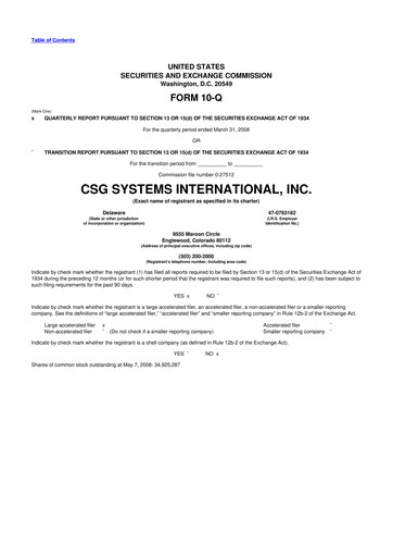 Thumbnail CSG International
 10-Q Quarterly Report FY 