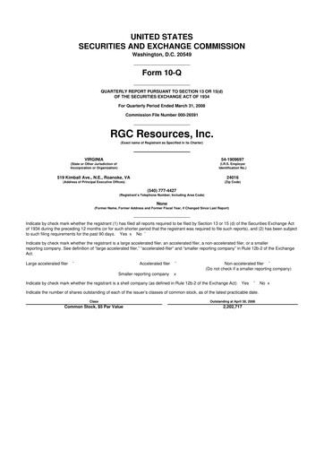 Thumbnail RGC Resources 10-Q Quarterly Report FY 